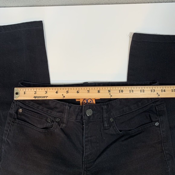 TORY BURCH Super Skinny Jeans Womens 27 Black Denim Cotton Stretch Low Rise - Picture 5 of 10